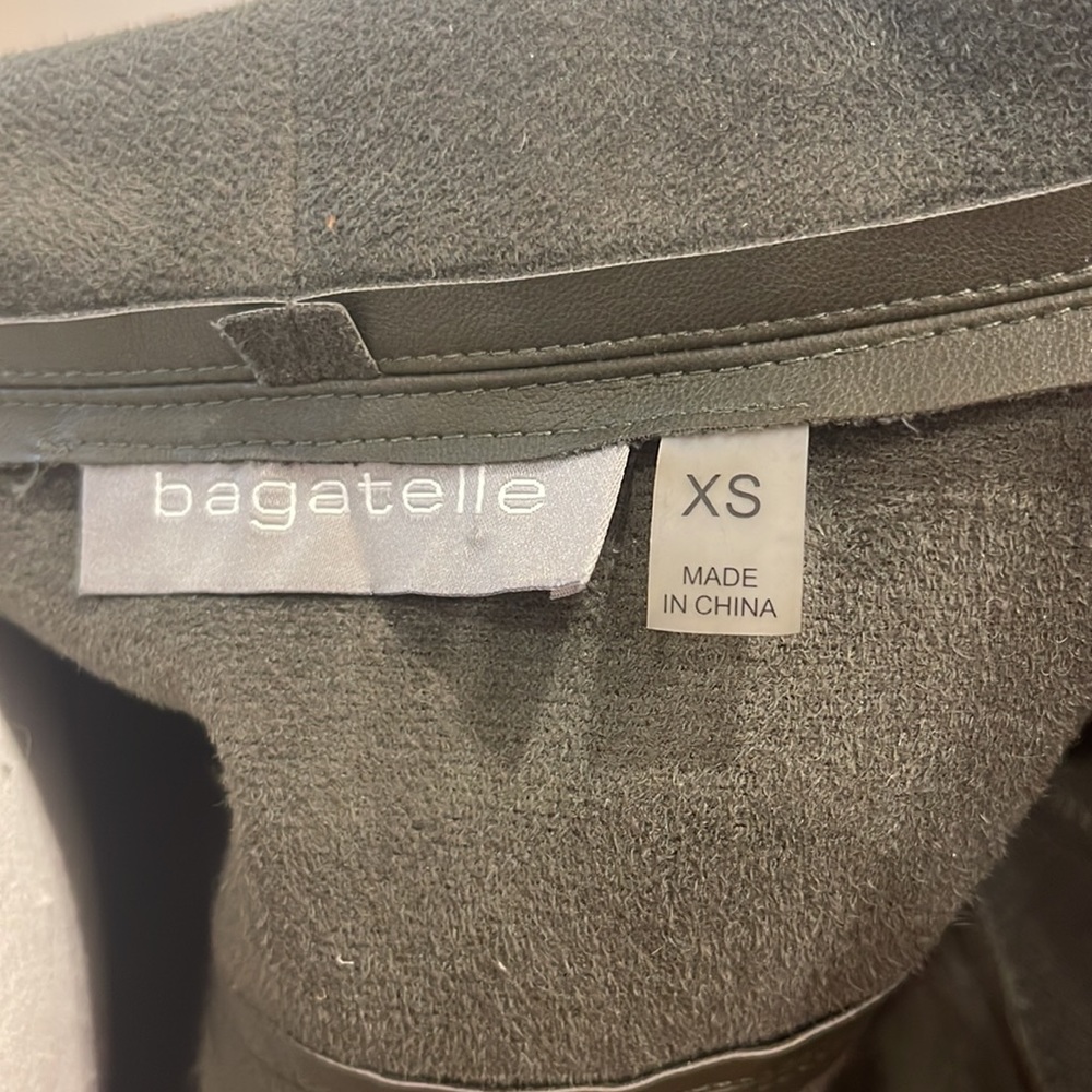 bagatelle faux Leather Drape Jacket Olive Green Size XS - Picture 5 of 7